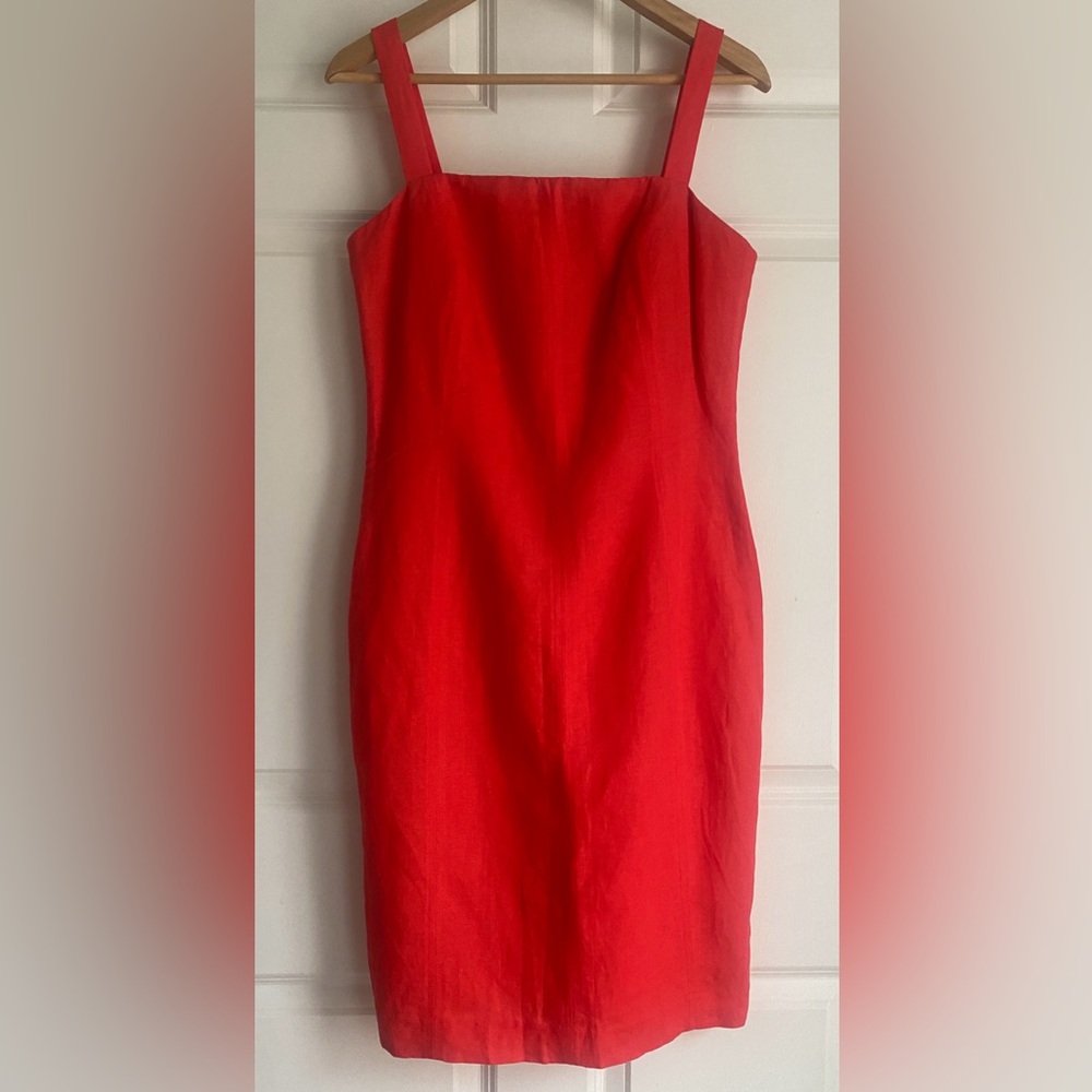 NATORIous by NATORI Bodycon Dress Size 10 Linen Rayon Blend Red Orange
